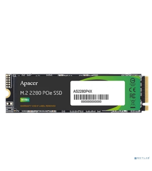 Накопитель SSD Apacer AS2280P4, 512Gb, M.2 2280, PCIe 3.0 x4, NVMe, R/W 2100/1500