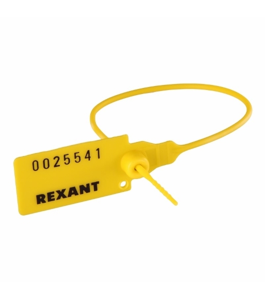 Пломба пластиковая номерная Rexant 220 мм желтая