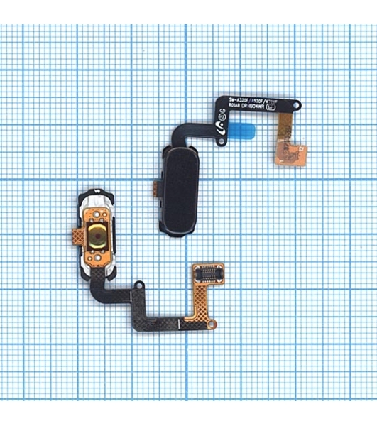 Кнопка HOME в сборе с механизмом и шлейфом для Samsung A320, черная