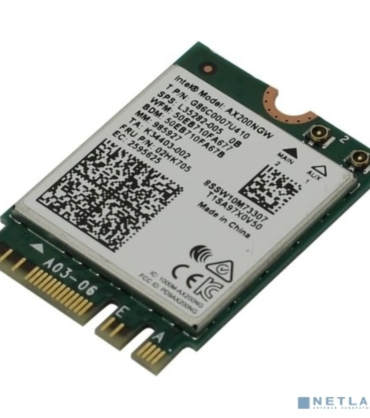 Плата сетевого контроллера Intel Wi-Fi 6 AX200, 2230, 2x2 AX+BT, No vPro, 985927