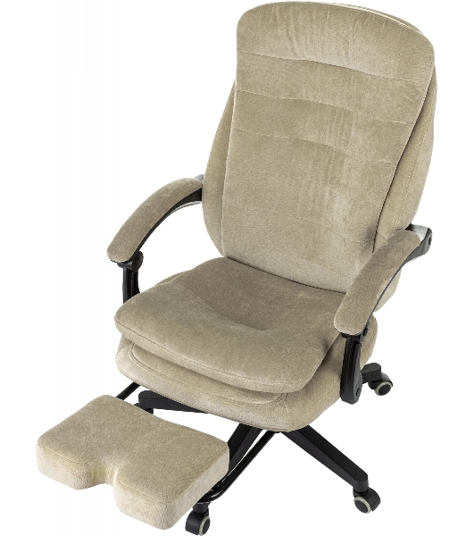 Кресло руководителя Бюрократ T-9950MSG-F Fabric песочный Light-21, крестов. пластик, подст. для ног