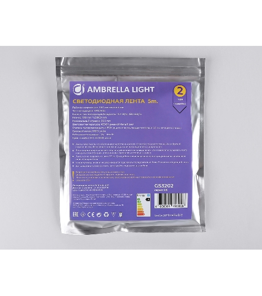 Светодиодная лента Ambrella light GS3202 2835 180Led/ 14.4W m/ 24V IP20 4500K/ 5000*8*1.2mm (2 конт.)