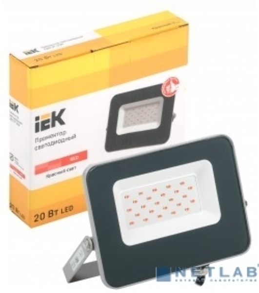 Прожектор LED IEK LPDO7R-01-20-K03 СДО 07-20R red КРАСНЫЙ IP65 серый