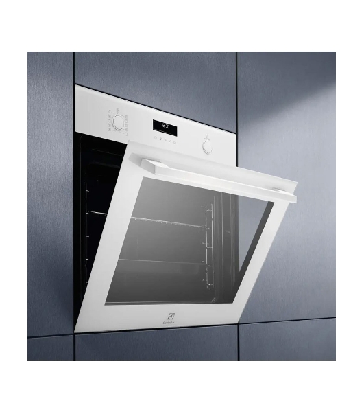Духовой шкаф электрический Electrolux EOD6F77WV с конвекцией, приготовление на пару, объем 72 л, утапливаемые переключатели, 9 режимов,очистка каталитическая, 3 стекла в дверце, направляющие проволочные + телескопические (1 уровень), термощуп