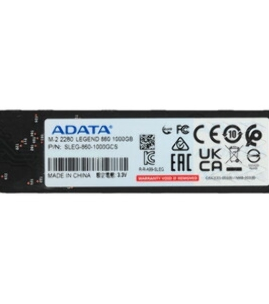 Накопитель SSD ADATA LEGEND 860, 1Tb, PCIe 4.0 x4, 2280, NVMe, R/W 6000/4000, с радиатором