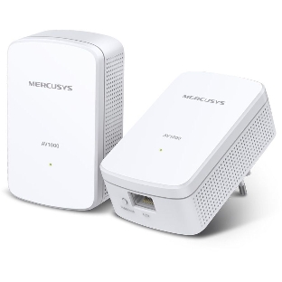 Комплект гигабитных адаптеров Mercusys AV1000 Gigabit Powerline Kit, HomePlug AV2 standard, 1 Gigabit port, 300m over electrical circuits, plug and play.
