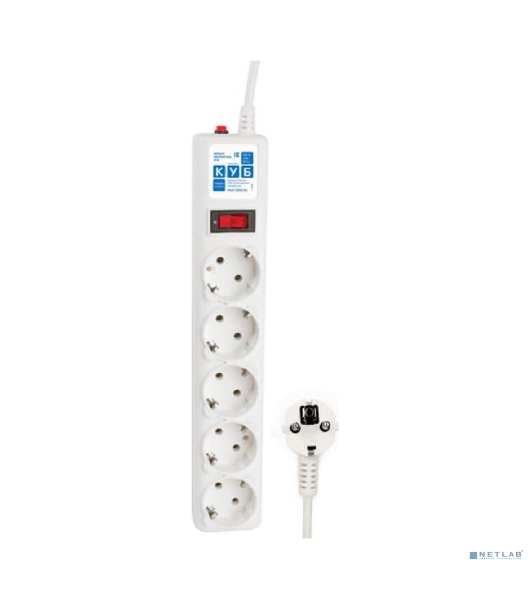 Сетевой фильтр Powercube SPG-B-10-WHITE 3 м, 5 розеток, белый, коробка
