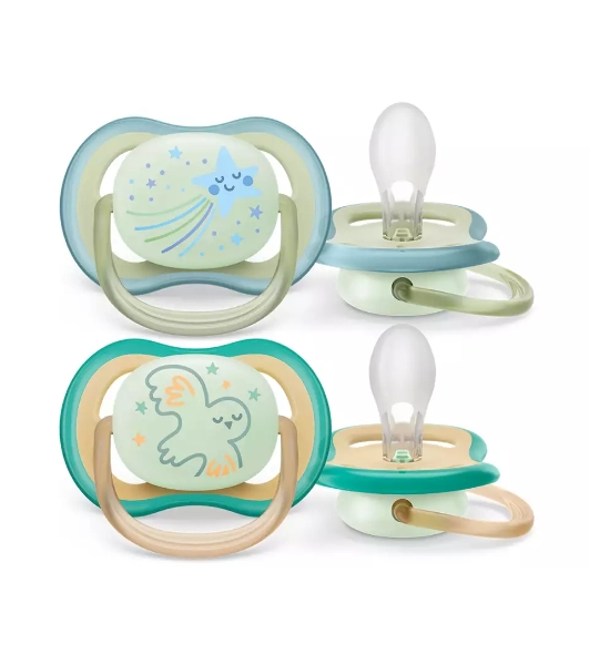 Пустышка Philips Avent ultra air, ночная, звезда/сова, 0-6 мес., 2 шт.