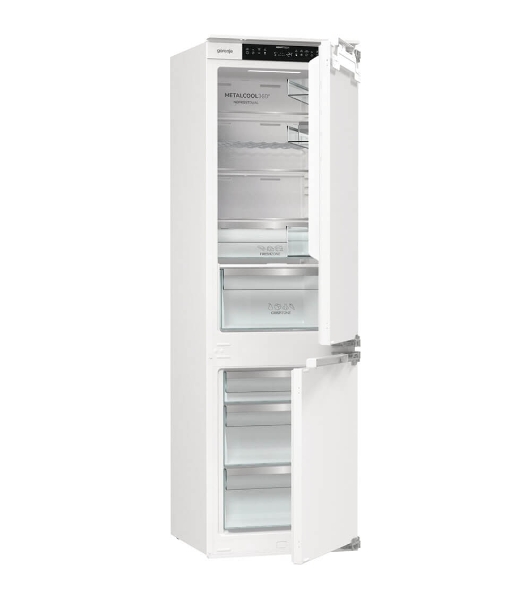 Встраиваемый холодильник Gorenje NRKI517E82WF, полезный объем 244 л, электронное управление, цифровой дисплей, автоматическое размораживание No Frost, быстрое замораживание, интенсивное охлаждение, зона свежести с контролем влажности, инверторный компрессор, энергоэффективность А+