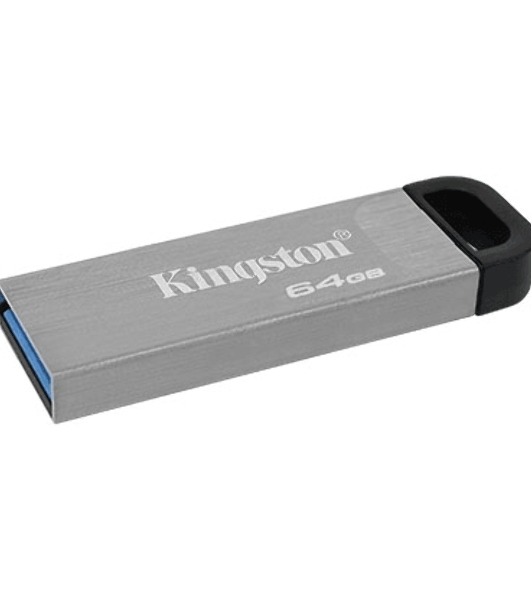 Флешка USB Kingston DataTraveler KYSON (DTKN/64GB), 64Gb, USB 3.2 Gen 1, R/W 200/60, серебристый/черный