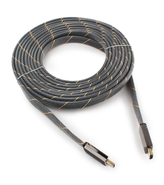 Кабель Cablexpert HDMI, серия Platinum, 4,5 м, v2.0, M/M, плоский, позол.разъемы, металлический корпус, нейлоновая оплетка, блистер