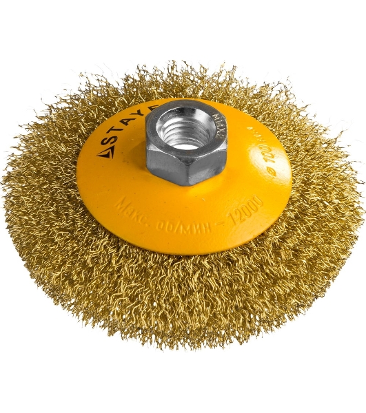 Кордщетка STAYER PROFESSIONAL 35133-100коническая М14 витая латунь/сталь 0.3мм d100мм