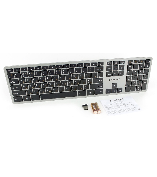 Клавиатура беспроводная Gembird KBW-3, USB, серебристый/черный