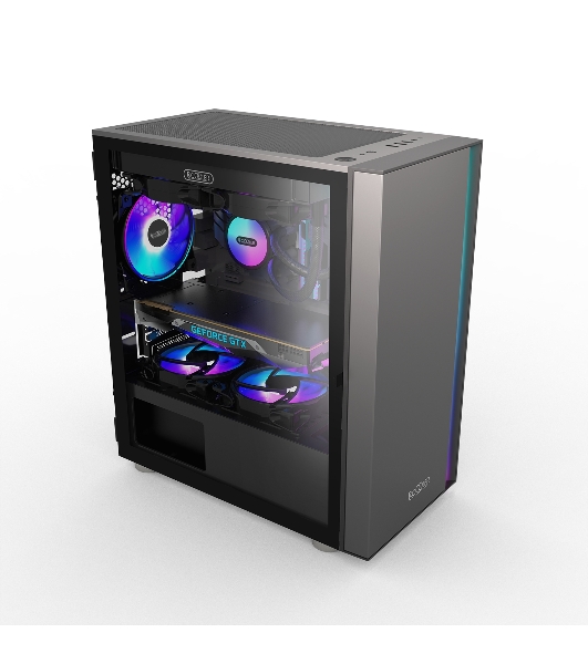 Компьютерный корпус без блока питания PCCOOLER LM300 ARGb BK, Flat Mid Tower, черный, TG, 0.45 SPCC, 1x120мм mATX, mITX 170/330/150мм 2x2.5', 2x3.5', 5xPCI 1xUSB-A 3.0, 2xUSB-A 2.0 375x205x427мм