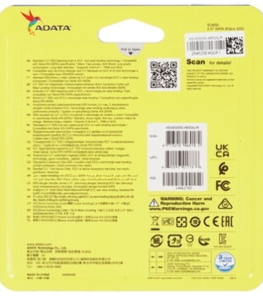 Накопитель SSD ADATA SU630, 480Gb, SATA III, 2.5', R/W 520/450