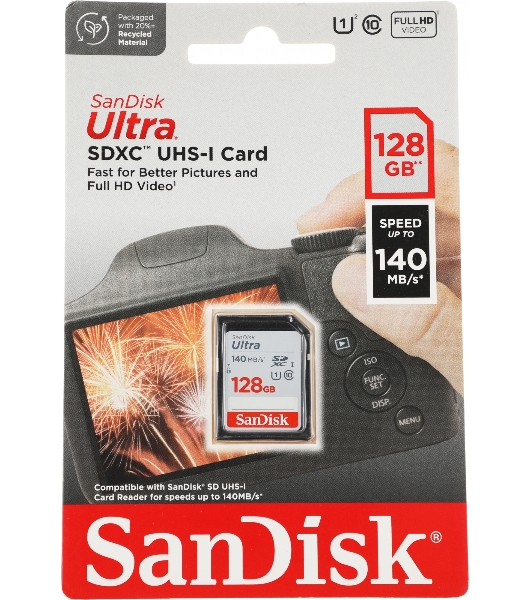 Флеш карта SD 128Gb SanDisk SDXC Class 10 UHS-I Ultra 140Mb/s