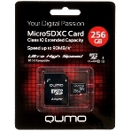 Карта памяти QUMO MicroSDXC 256 GB UHS-I, 3.0 , адаптер в комплекте SD, R/W 90/20 MB/s черно-красная картонная упаковка, фото4