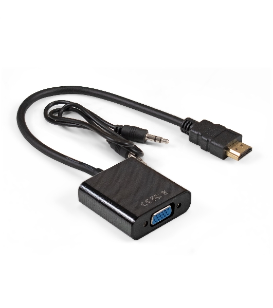 Кабель-переходник HDMI-VGA ExeGate EX-HDMIM-VGAF-3.5JackS-0.3 (19M/15F, 0,3м + аудио 3.5мм Jack M 0,5м) Преобразователь цифрового HDMI сигнала в VGA видео и стерео-аудио