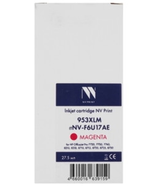 Картридж струйный NVPrint 953XLM (NV-F6U17AE) Magenta для HP OfficeJet Pro 7720, 7730, 7740, 8210, 8218, 8710, 8715, 8720, 8725, 8730 (1600 стр)