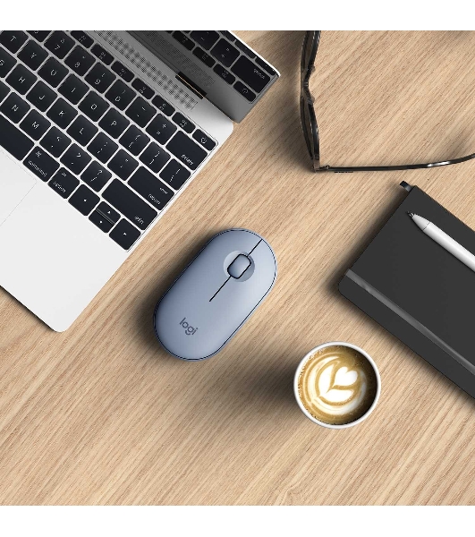Мышь беспроводная Logitech Pebble M350 серый, 1000 dpi, радиоканал, Bluetooth, USB, кнопки - 3