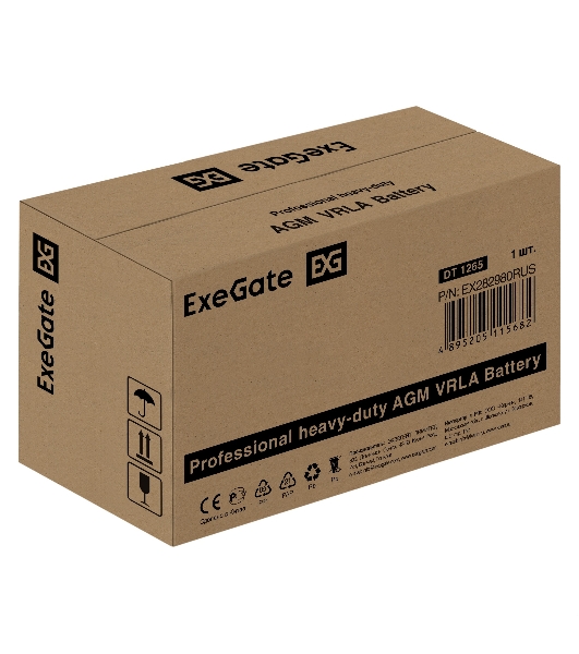 Аккумуляторная батарея ExeGate DT 1265 (12V 65Ah, под болт М6)
