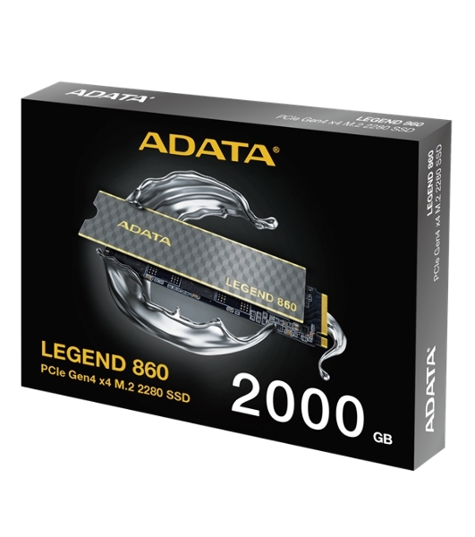 Накопитель SSD ADATA LEGEND 860, 2Tb, PCIe 4.0 x4, M.2 2280, NVMe, R/W 6000/5000, с радиатором