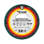 Изолента ПВХ Kranz профессиональная, 0.18х19 мм, 20 м, зеленая (10 шт./уп.), фото 1