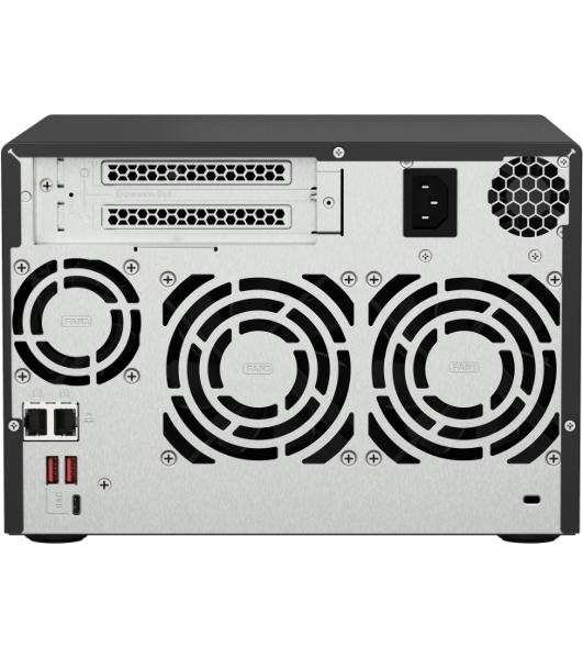 Сетевое хранилище без дисков SMB QNAP TS-673A-8G NAS, 6 trays 3,5'/2,5', 2x2,5 GbE BASE-T, 2 x M.2 NVMe 2280 slots, quad-core AMD Ryzen V1500B 2,2 GHz, 8 Gb SO-DIMM DDR4 (1 x 8 Gb) up to 64Gb (2x32 Gb)