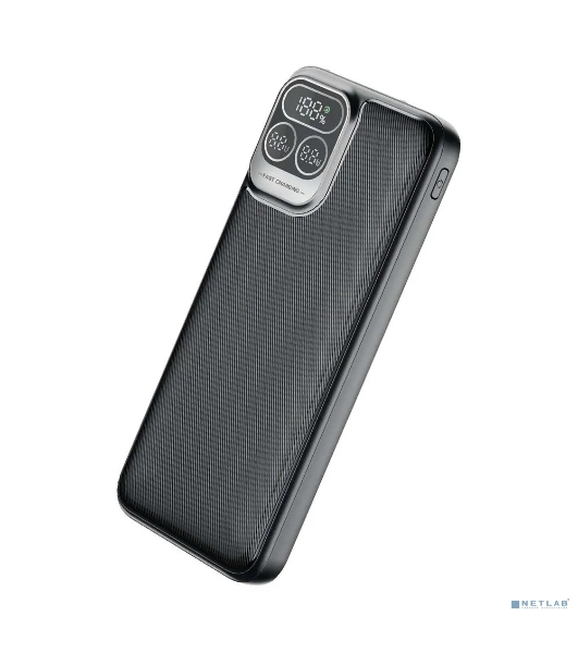 Портативный аккумулятор Perfeo Powerbank Atomic Age 10000 mAh/LED дисплей/PD + QC 3.0/Type-C/2 USB/Выход: 5A, max 22.5Wчерный (PF_E1474)