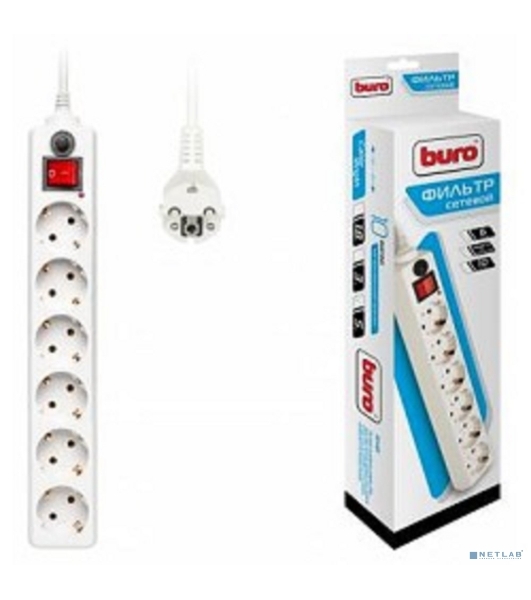 Сетевой фильтр Buro 600SH-5-W 5 м, 6 розеток, белый, коробка