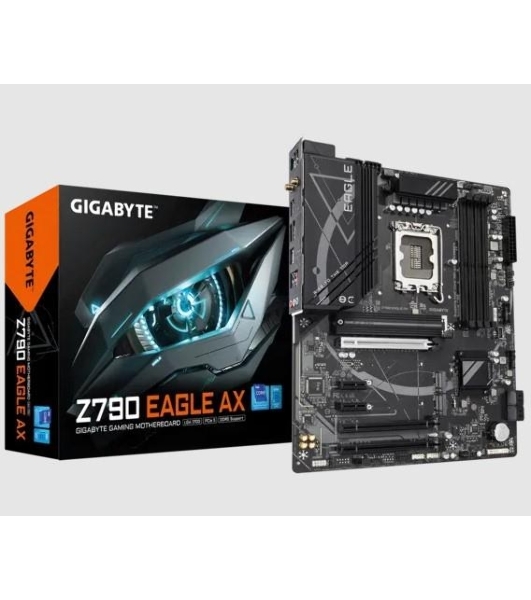 Материнская плата Gigabyte Z790 EAGLE AX, LGA 1700, Intel Z790, 4xDDR5, 4xSATA, 3xM.2, 1xPCIe 3.0 x1, 1xPCIe 4.0 x4, 1xPCIe 5.0 x16, 1xHDMI, 1xDP, 1x 2.5Gb LAN, 2xUSB-A 2.0, 4xUSB-A 3.2 Gen 1, 1xUSB 3.2 Gen 2, 7.1, ATX