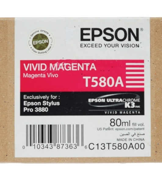 Картридж струйный Epson T580A (C13T580A00) пурпурный (80 мл) для Epson Stylus Pro-3880