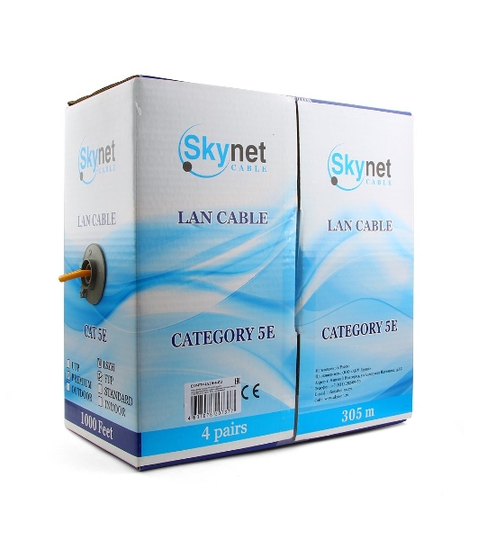 Кабель SkyNet Premium FTPнг-LSZH 4x2x0,51, низкое дымовыделение, нулевое содержание галогенов, медный, FLUKE TEST, кат.5e, однож., 305 м, box, оранжевый