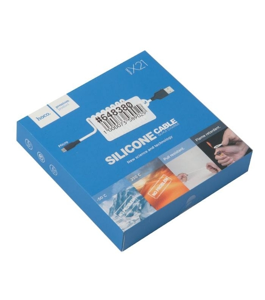 Кабель USB 2.0 HOCO X21, силиконовая оплетка, AM/microBM, бело-черный, 1м