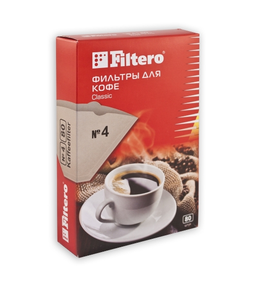 Фильтры для кофе Filtero №4/80, для кофеварок капельного типа, бумажные, 80 шт