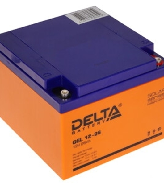 Аккумуляторная батарея Delta GEL 12-26 напряжение 12В, емкость 26А·ч (174х166х125мм)