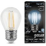 Лампа светодиодная филаментная Gauss 7Вт цок.: E27 шар 220B 4100K св. свеч. бел. нейт. G45 (упак.: 10 шт), фото6