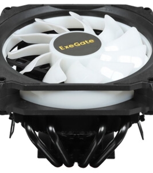 Кулер для процессора ExeGate Dark Magic EE400XL-PWM.RGb черный, 120 мм, алюминий, 2000 об/мин, 24 дБ, 4 pin, 125 Вт, 67 мм