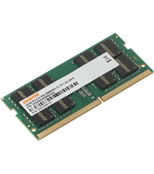 Оперативная память Digma, DDR4, 32GB (1x32GB), 2666MHz, CL19, SO-DIMM