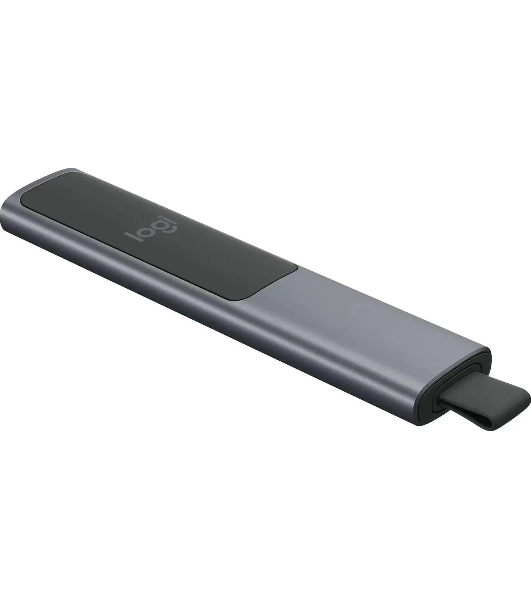 Презентер Logitech Spotlight Slate (серый, Bluetooth/2.4 GHz, перезаряжаемая литий-полимерная батарея 85мА·ч, 3D-акселерометр, гироскоп, кабель для зарядки, чехол) (арт. 910-004867, M/N: R-R0011/C-U0016)