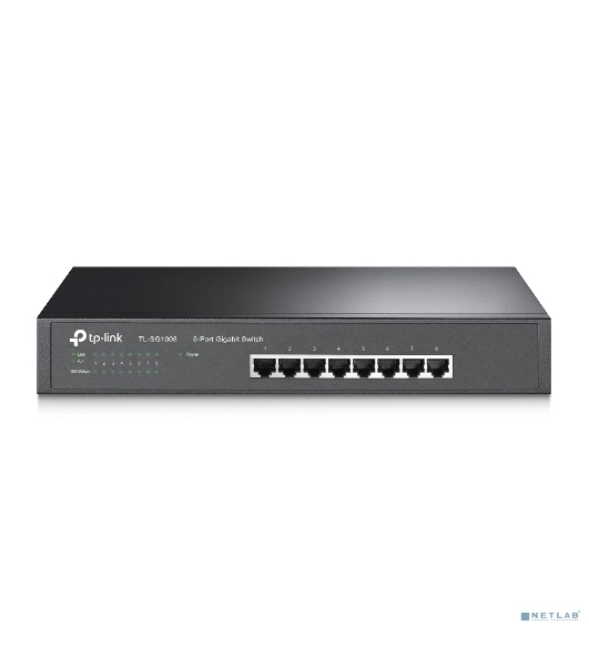 Коммутатор TP-LINK SMB TL-SG1008 8-port Gigabit Switch, 1U rack-mountable steel case