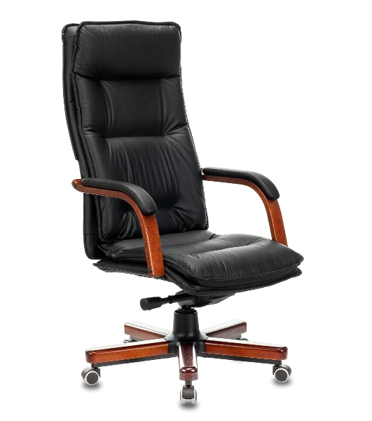 Кресло Бюрократ T-9927WALNUT/BLACK черный, кожа