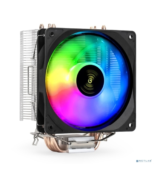 Кулер для процессора ExeGate Wizard EXX400V2-PWM.FRGb серебристый, 120 мм, алюминий/медь, 2400 об/мин, 24 дБ, 4 pin, 140 Вт, 155 мм