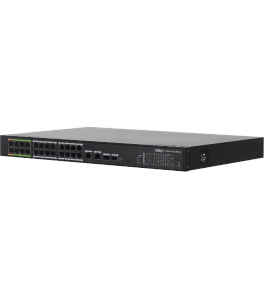 Коммутатор Dahua DH-LR2226-24ET-360, 24×100 Мбит/с + 2×1 Гбит/с + 2×1 Гбит/с Combo, управляемый