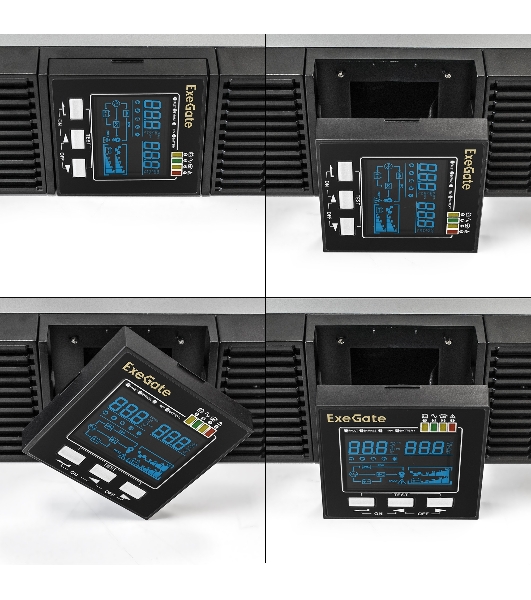 Источник бесперебойного питания On-line ExeGate PowerExpert ULS-2000.LCD.AVR.1SH.2C13.USB.RS232.SNMP.2U 2000VA/2000W, On-Line, PF=1, LCD, 1*Schuko+2*C13, RS232, USB, SNMP-slot, Rackmount 2U/Tower, металлический корпус, черный
