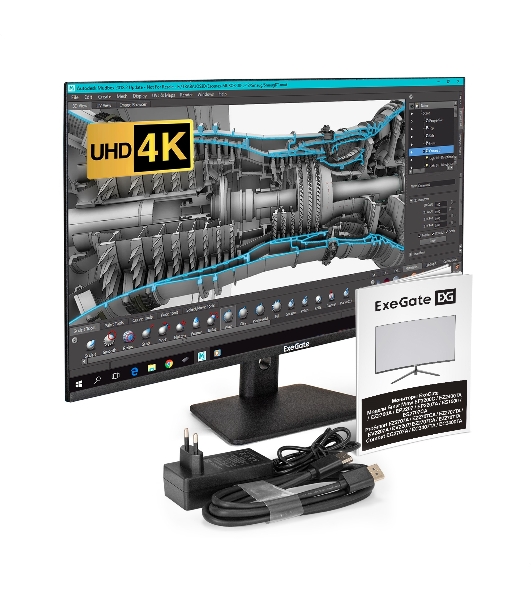 Монитор 31.5' ExeGate SmartView EF3200C IPS 3840x2160, 60 Гц, 5 мс, 16:9, 300 кд/м², HDMI 2.0, DP, 3.5 Jack, USB Hub, динамики (2x3 Вт), HDR10, FreeSync, черный