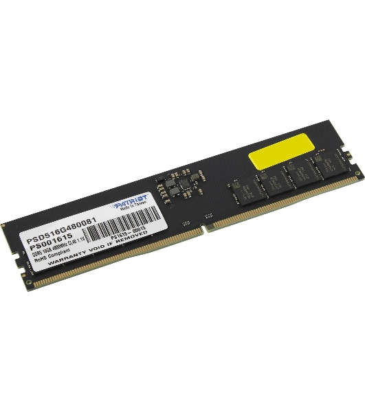 Оперативная память Patriot Signature, DDR5, 16GB (1x16 GB), 4800 MHz, CL40, DIMM