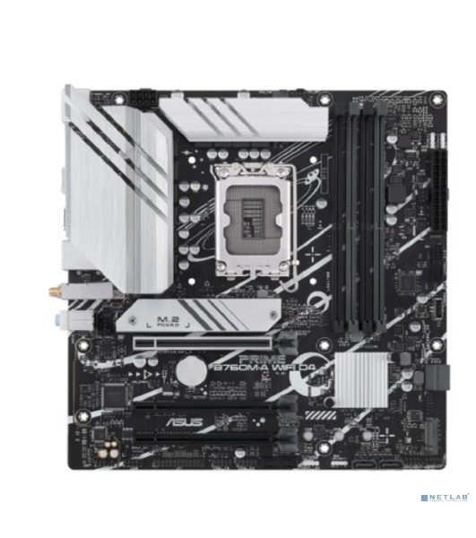Материнская плата ASUS PRIME B760M-A WIFI D4, LGA 1700, Intel B760, 4xDDR4, 4xSATA, 2xM.2, 1xPCIe 4.0 x16, 1xPCIe 4.0 x4, 1xPCIe 4.0 x1, 2xHDMI, 1xDP, 1x 2.5Gb LAN, 2xUSB-A 3.2 Gen 2, 4xUSB-A 2.0, 3x3.5 мм, 7.1, mATX