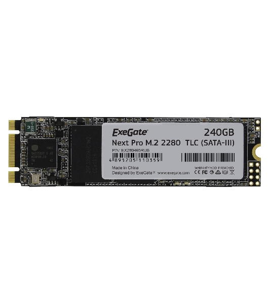 Накопитель SSD ExeGate NextPro UV500TS240, 240Gb, M.2 2280, SATA III, R/W 561/500