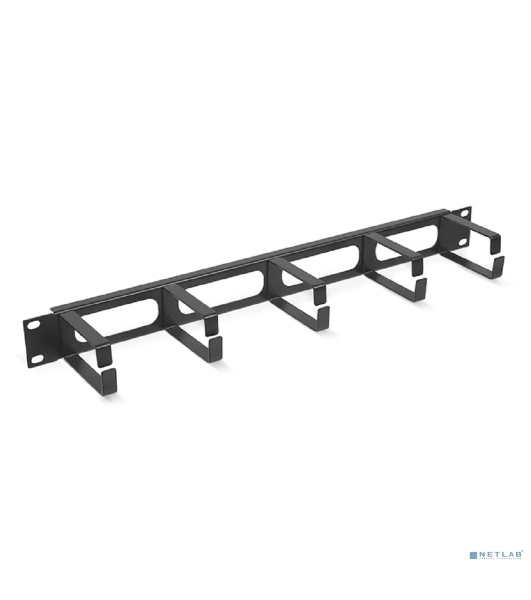 Кабельный органайзер горизонтальный 19' Cabeus JB08-1U-BK 1U, 5 колец, черный (RAL9004), металлический